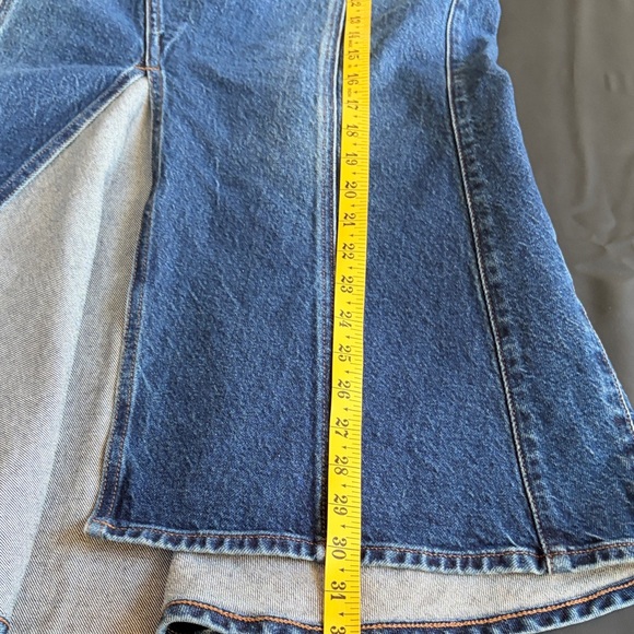 Express Conscious Edit Flared Denim Midi Skirt Panel Seam A-Line Size 4 - Picture 8 of 10